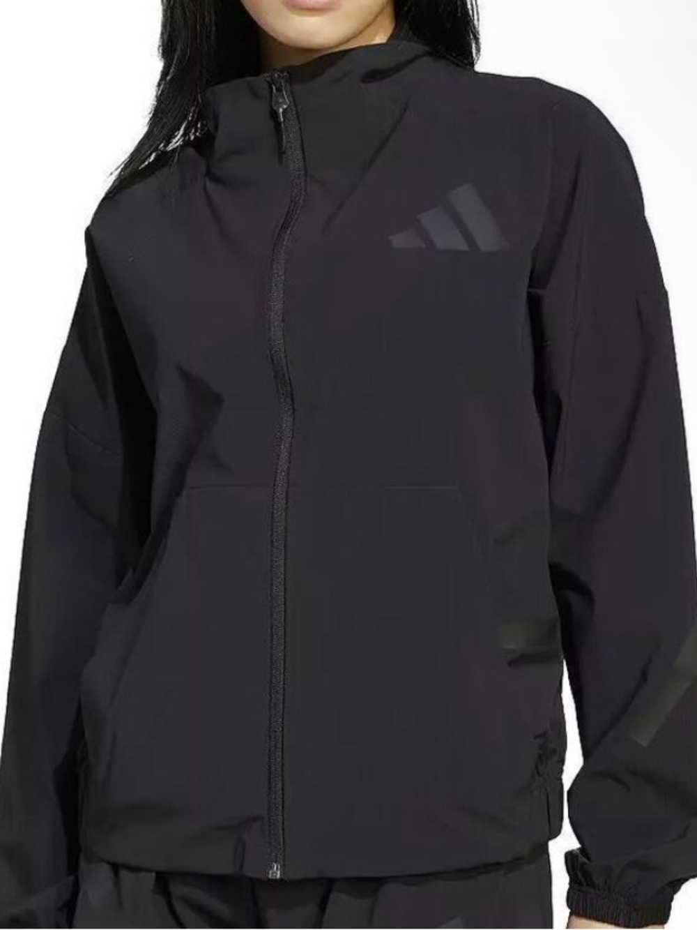 adidas Black Full-Zip Utility Jacket with Subtle Logo
